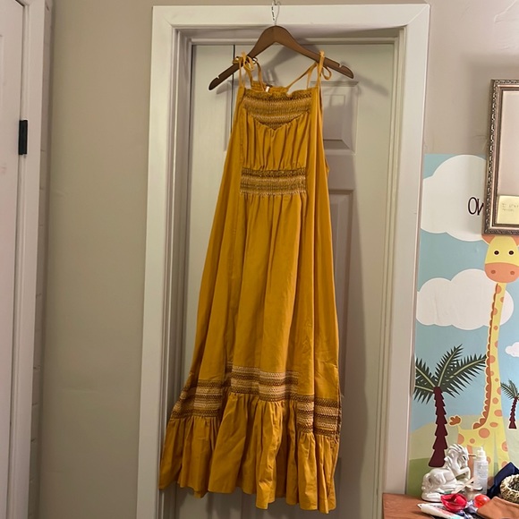 Free People cotton mustard yellow maxi dress - Picture 1 of 4